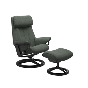 Stressless Paul (M) lænestol med skammel - Signature Stel Sort/Sort - Bloom stof, Green